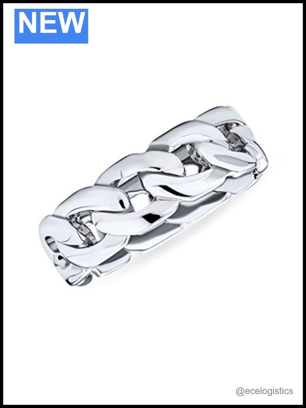 Unisex Solid Curb Link Chain Band Ring .925 Sterling Silver 6MM